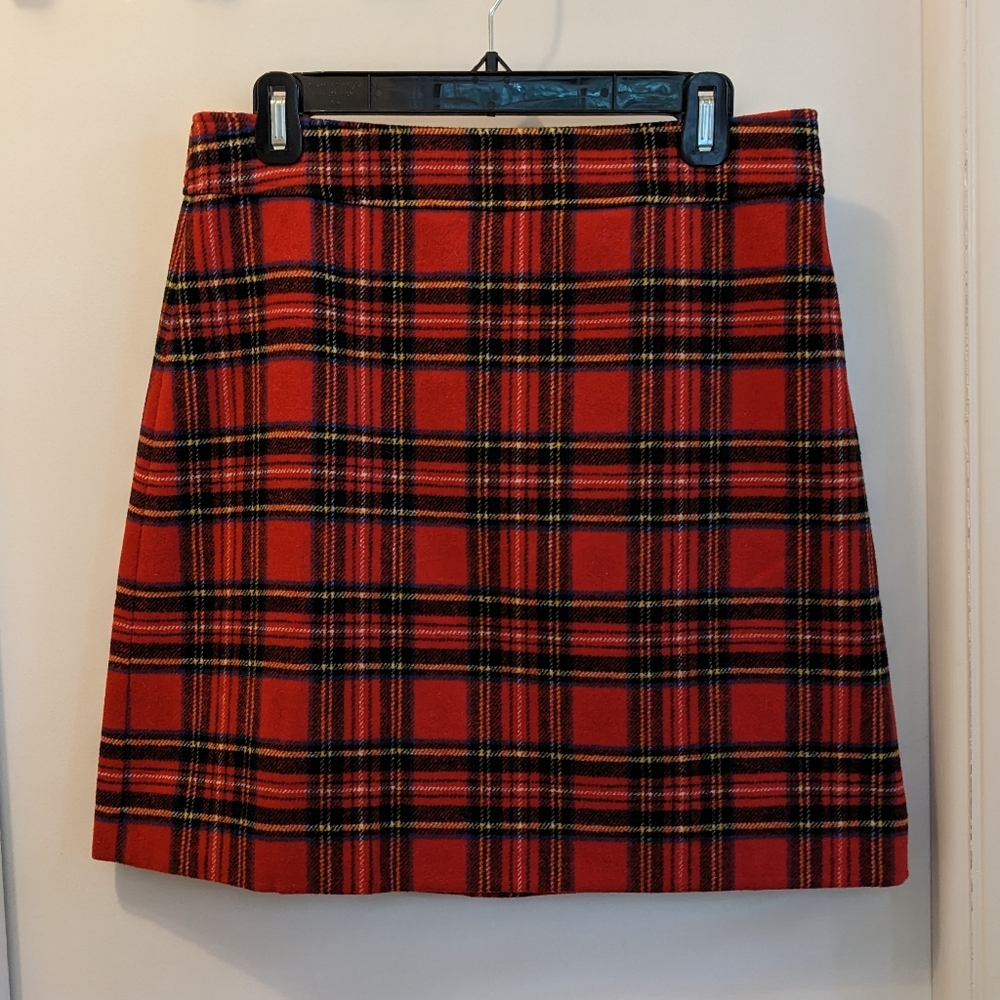 J. Crew Red Plaid A-Line Skirt